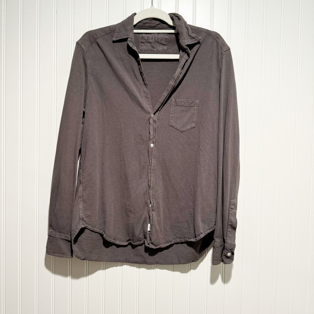 Frank Eileen Tee Lab Gray Knit Cotton Button Up Size Small - Picture 1 of 6